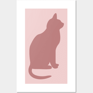 Cat Silhouette - Pink Posters and Art